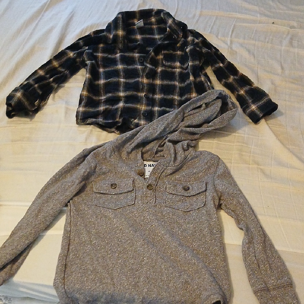 Old Navy Black Plaid and Gray Hoodie Set